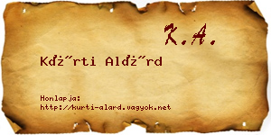 Kürti Alárd névjegykártya